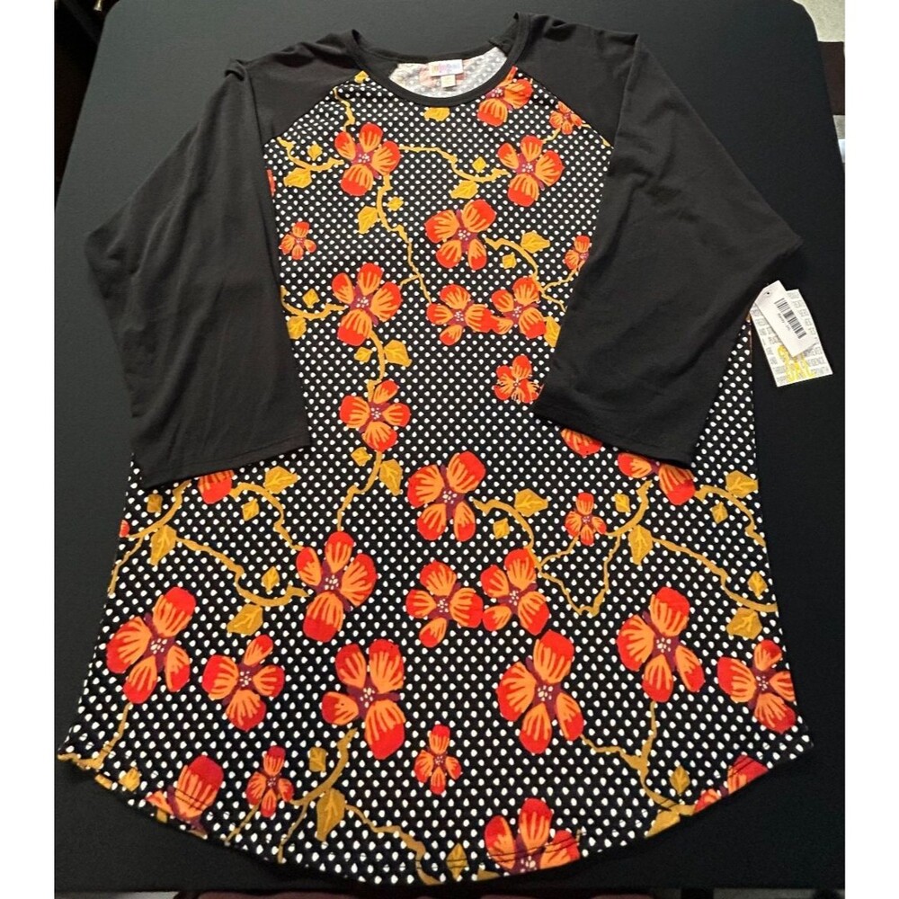 NWT Lularoe Randy 3X Raglan top Halloween Fall Baseball Shirt 3/4 Sleeve Plus